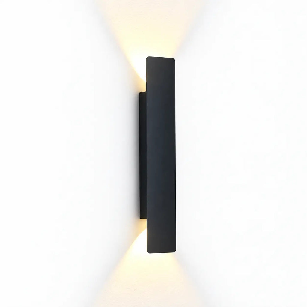 Applique murale extérieure LED linéaire IP65 en aluminium noir, éclairage haut et bas – LINEA | Lumylys