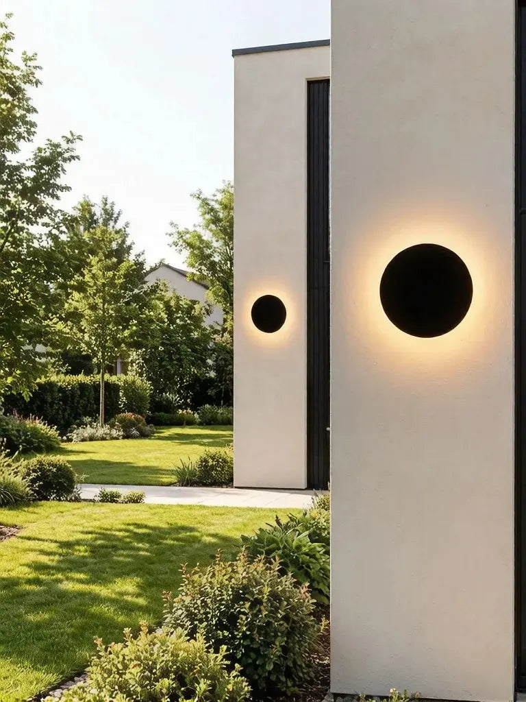 Applique murale extérieure ronde LED IP65 en aluminium noir mat – CIRCA | Lumylys