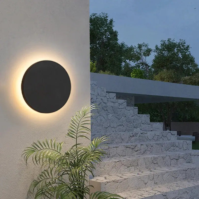 Applique murale extérieure ronde LED IP65 en aluminium noir mat – CIRCA | Lumylys