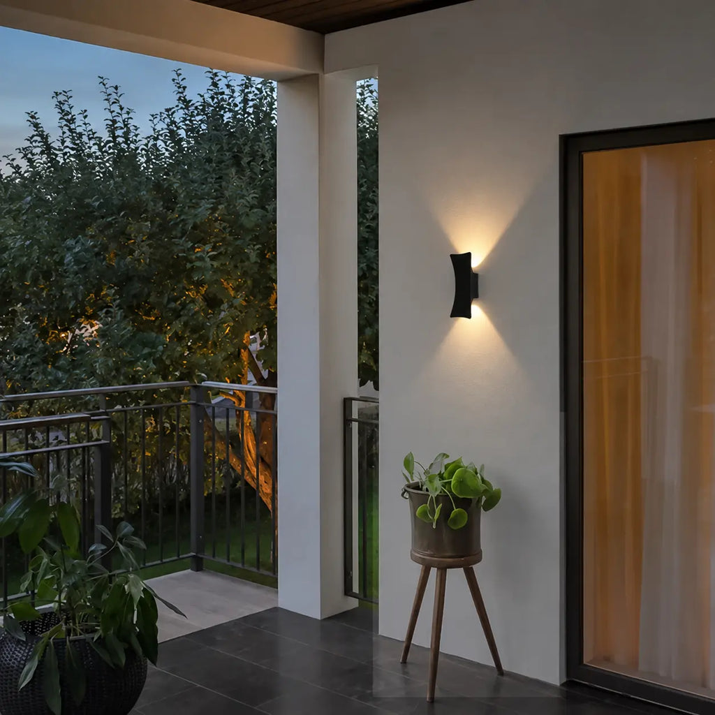 Applique murale LED intérieure et extérieure IP65 en aluminium noir, éclairage haut et bas – RIVA | Lumylys