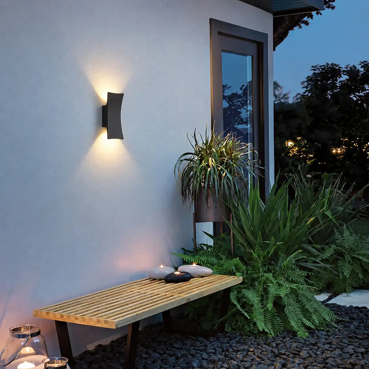 Applique murale LED intérieure et extérieure IP65 en aluminium noir, éclairage haut et bas – RIVA | Lumylys