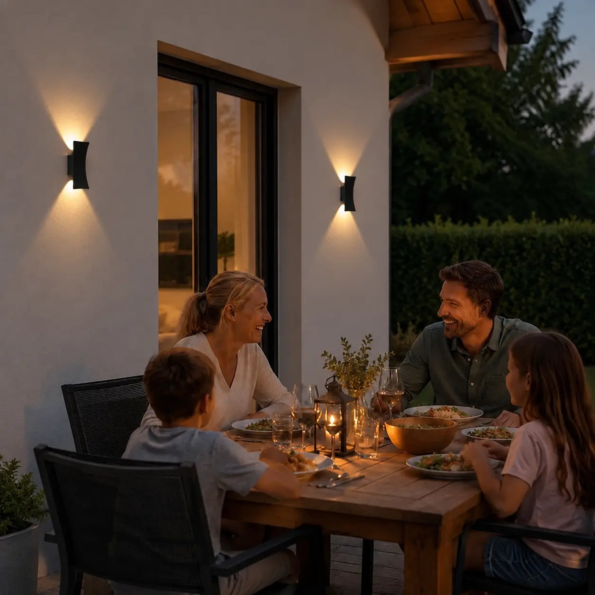 Applique murale LED intérieure et extérieure IP65 en aluminium noir, éclairage haut et bas – RIVA | Lumylys