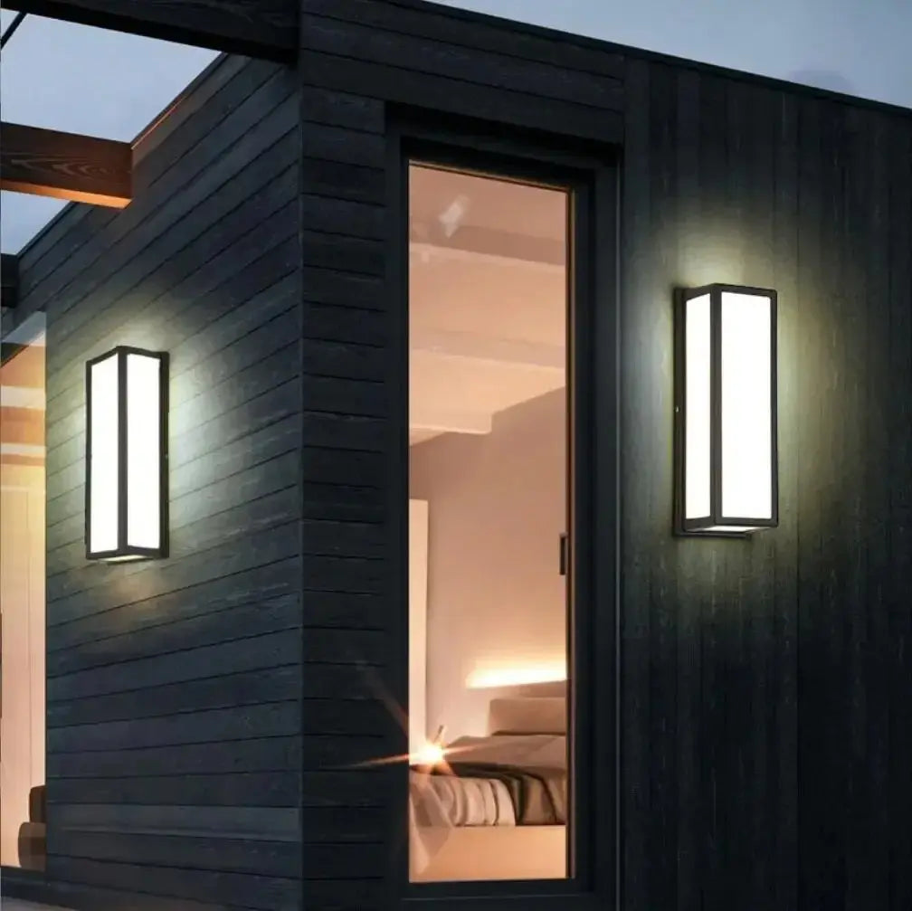 Applique murale extérieure rectangulaire LED IP65 en aluminium noir – CUBO | Lumylys